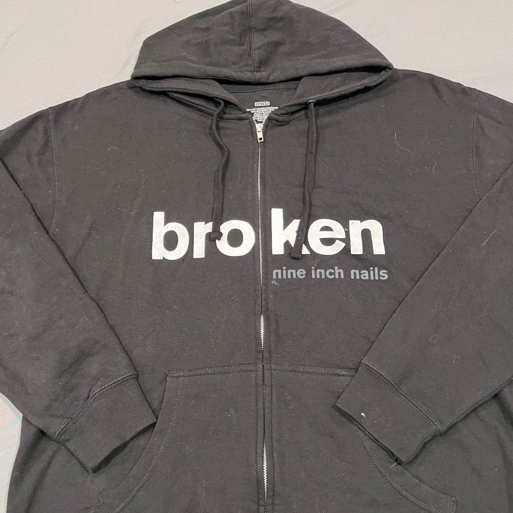 Nine Inch Nails Broken Halo Five Zip Up Hoodie Black XL Industrial Rock NIN